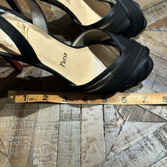 Christian Louboutin black chiffon mauresmo Slingbacks US size 7.5 - Picture 12 of 13